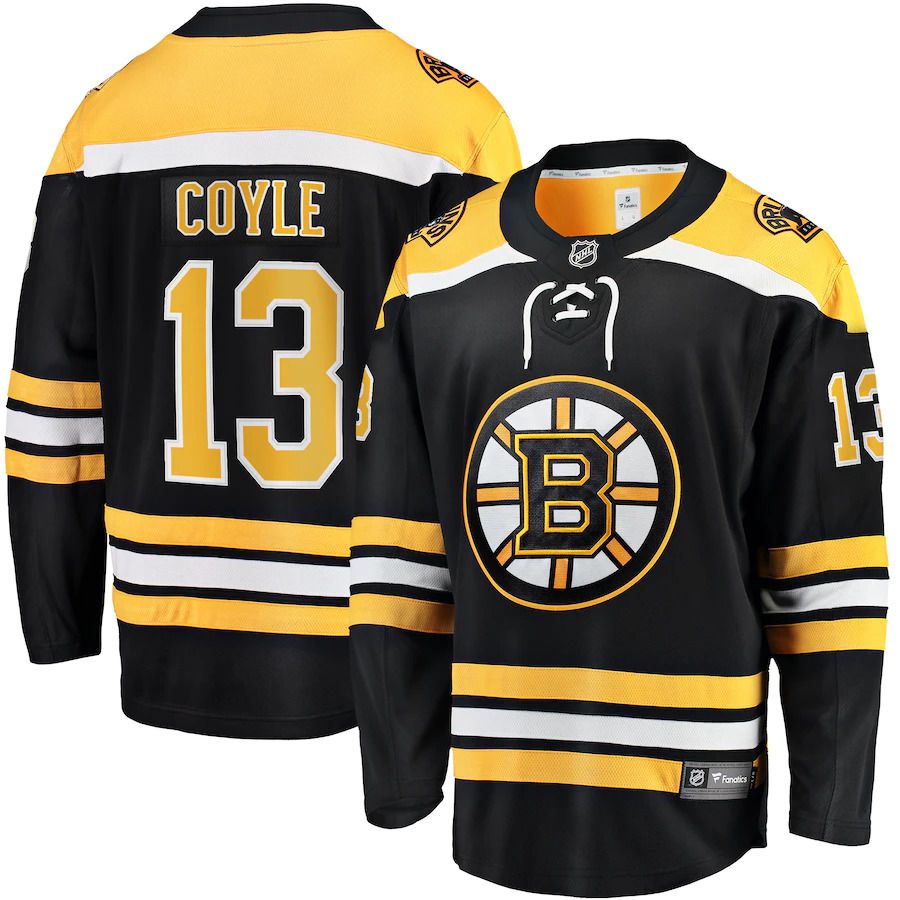 Men Boston Bruins 13 Charlie Coyle Fanatics Branded Black Home Premier Breakaway Player NHL Jersey